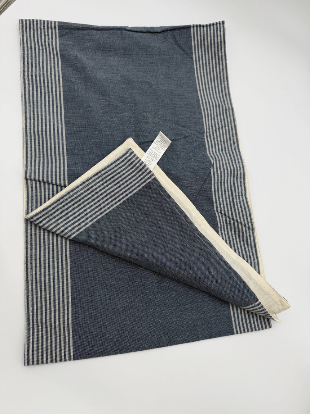 West Elm Blue and White Striped Table Runner